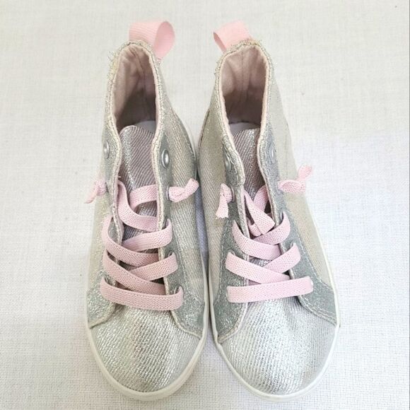 Carter's Silver & Pink Glitter High Top Sneaker Sz 8 - Picture 3 of 8
